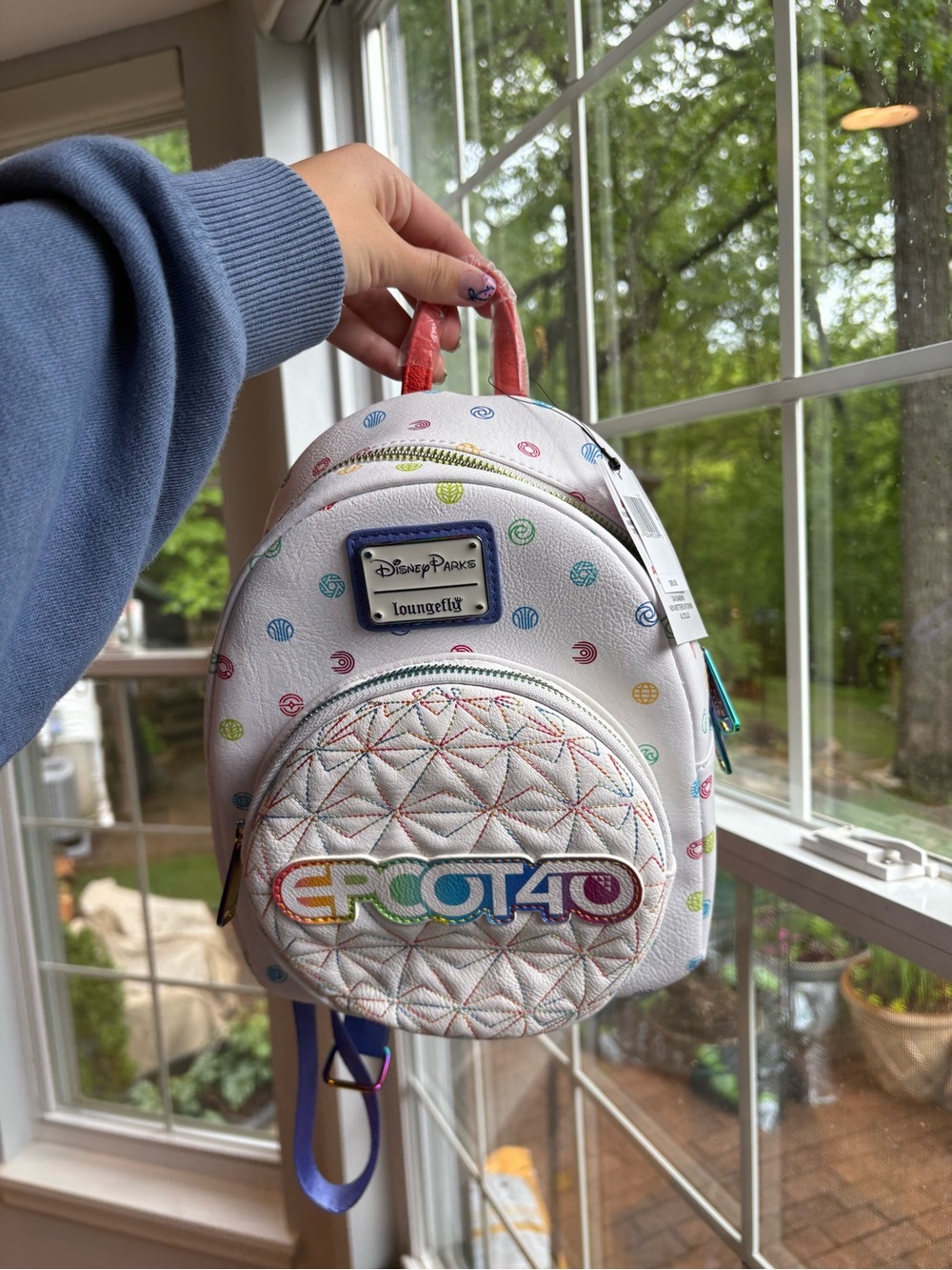 Loungefly Disney Parks EPCOT40 White Rainbow Mini Backpack